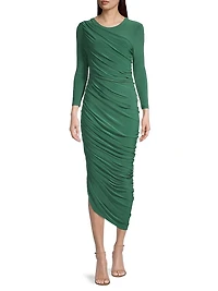 Diana Ruched Bracelet-Length Sleeve Gown