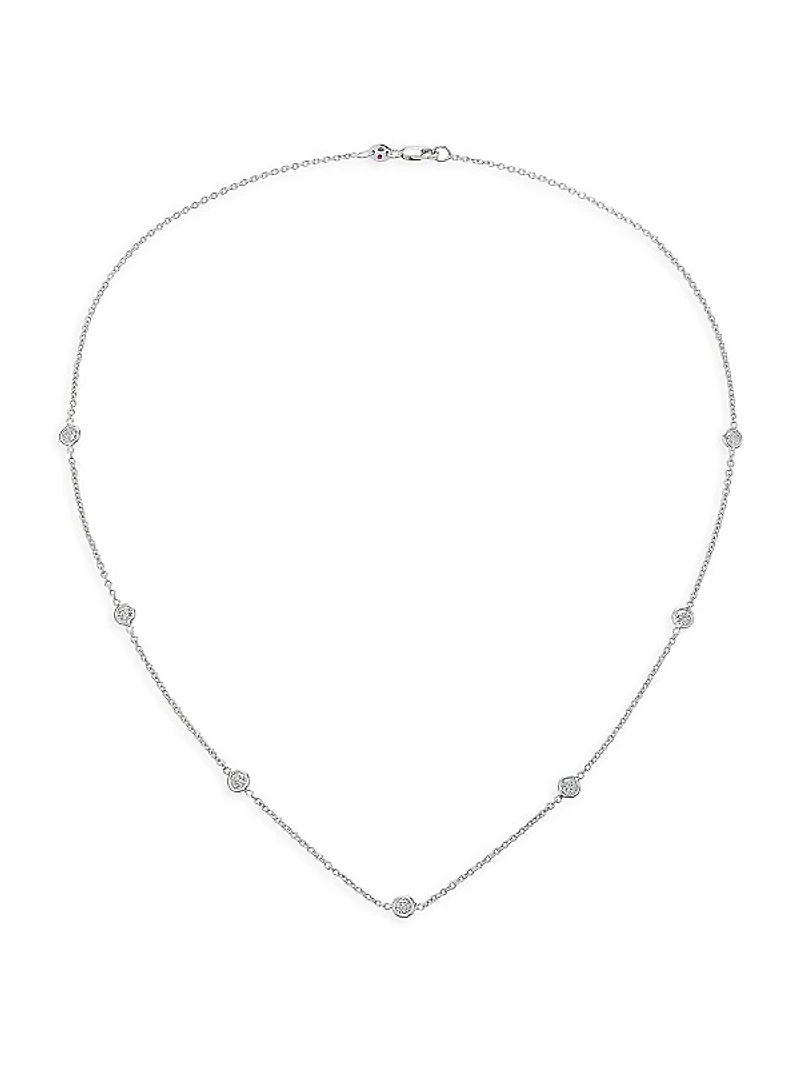 18K White Gold & 0.7 TCW Diamond Station Necklace