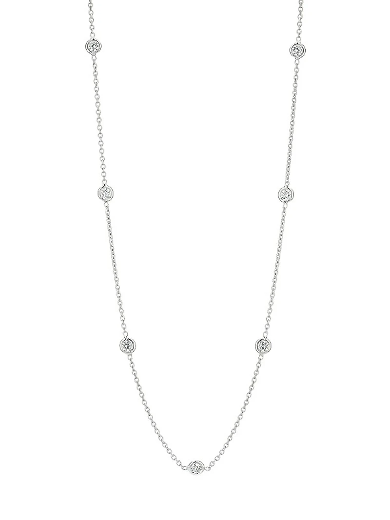 18K White Gold & 0.7 TCW Diamond Station Necklace
