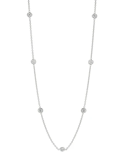 18K White Gold & 0.7 TCW Diamond Station Necklace