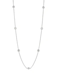 18K White Gold & 0.7 TCW Diamond Station Necklace