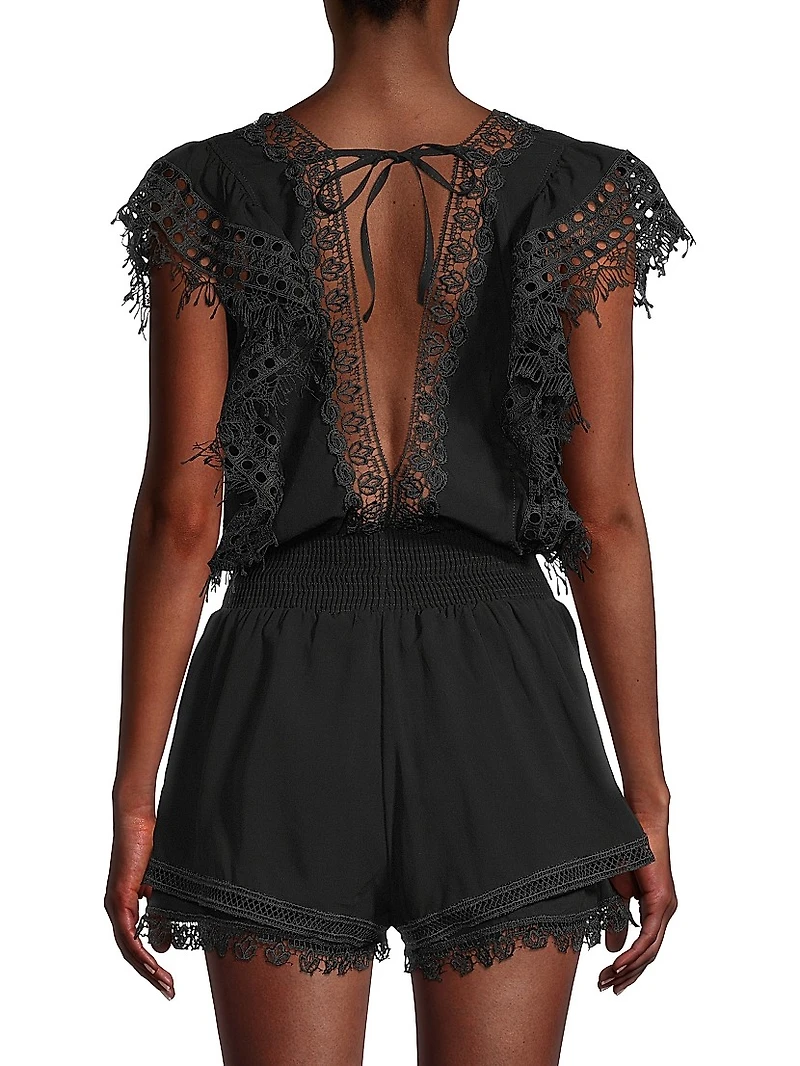 Raja Lace-Trimmed Romper