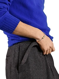 Unisex 7G Polished Bicolor Sterling Silver & 18K Yellow Gold Cable Bracelet