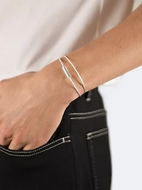 Unisex 9G Polished Sterling Silver Double Cable Bracelet