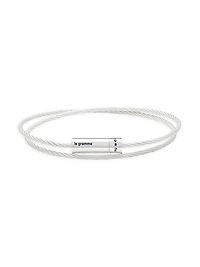 Unisex 9G Polished Sterling Silver Double Cable Bracelet