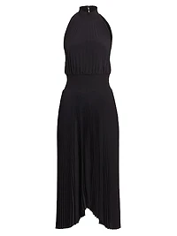 Renzo Plissé Halter Midi Dress