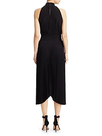 Renzo Plissé Halter Midi Dress