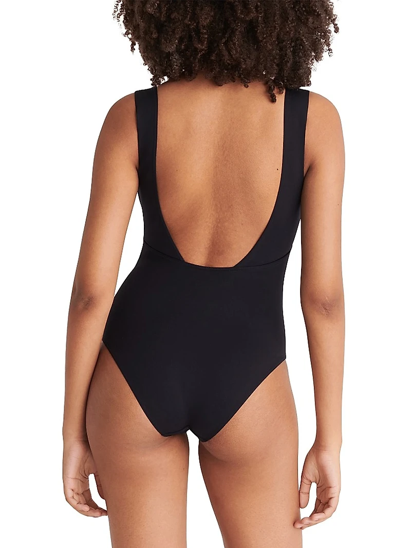 Hold Up Plunge V-Neck One-Piece Swimsuit