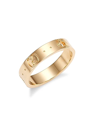 Unisex 18K Yellow Gold Icon Ring With Star Detail
