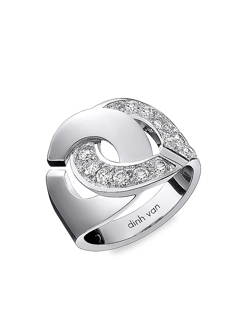 Menottes Dinh Van R16 18K White Gold & Diamond Handcuff Ring