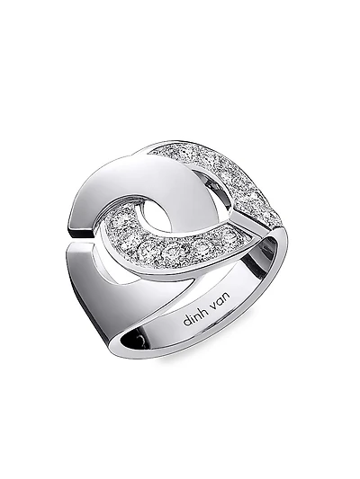 Menottes Dinh Van R16 18K White Gold & Diamond Handcuff Ring