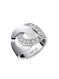 Menottes Dinh Van R16 18K White Gold & Diamond Handcuff Ring