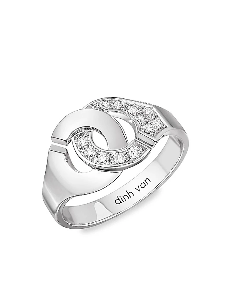 Menottes Dinh Van R10 18K White Gold & Diamond Handcuff Ring