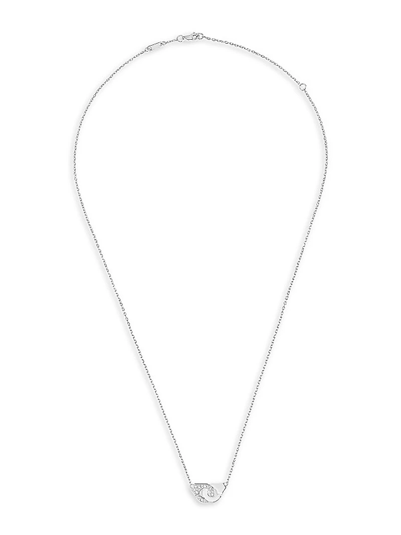 Menottes Dinh Van R8 18K White Gold & Diamond Handcuff Chain Necklace