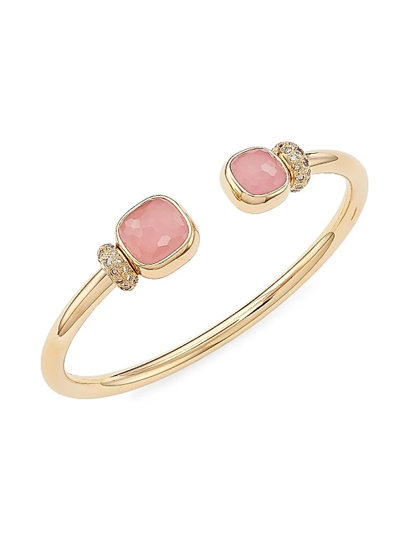 Nudo 18K Rose Gold, Rose Quartz & Diamond Cuff