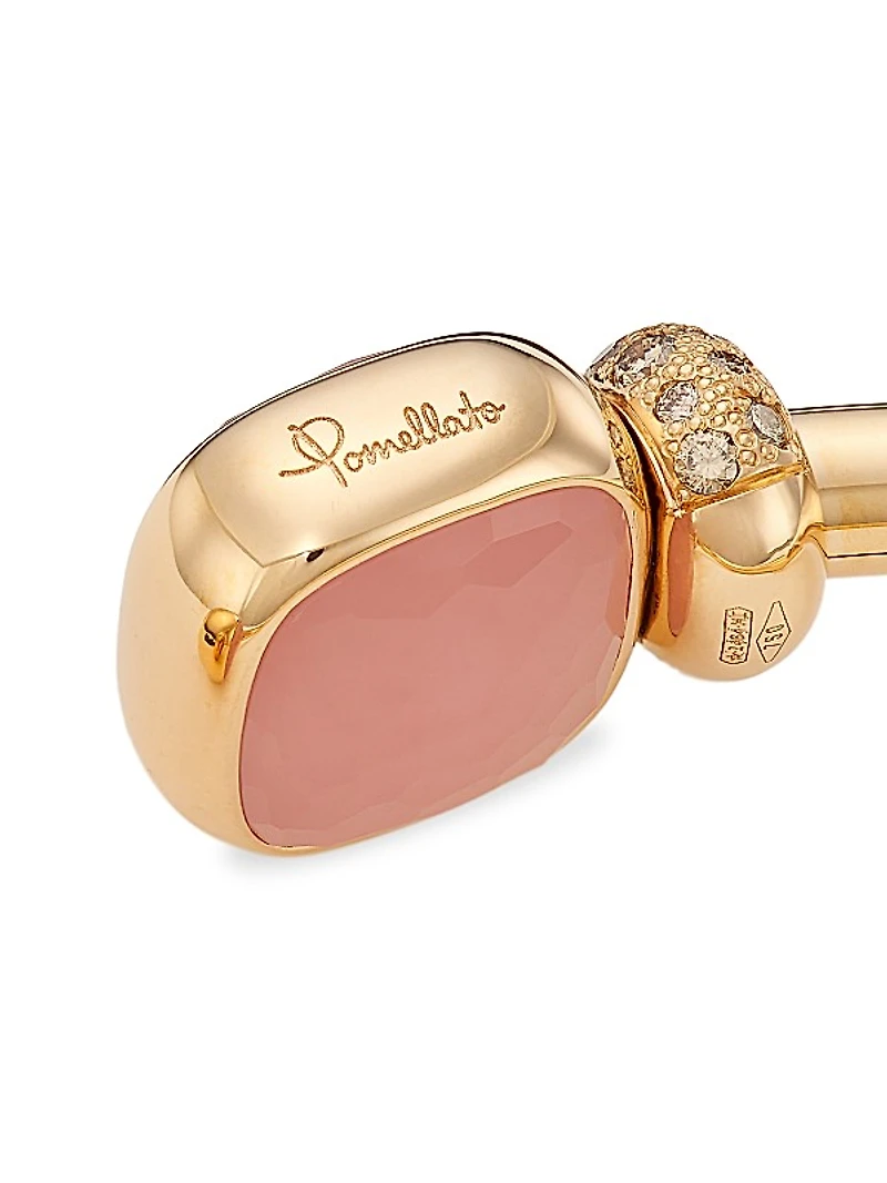 Nudo 18K Rose Gold, Rose Quartz & Diamond Cuff