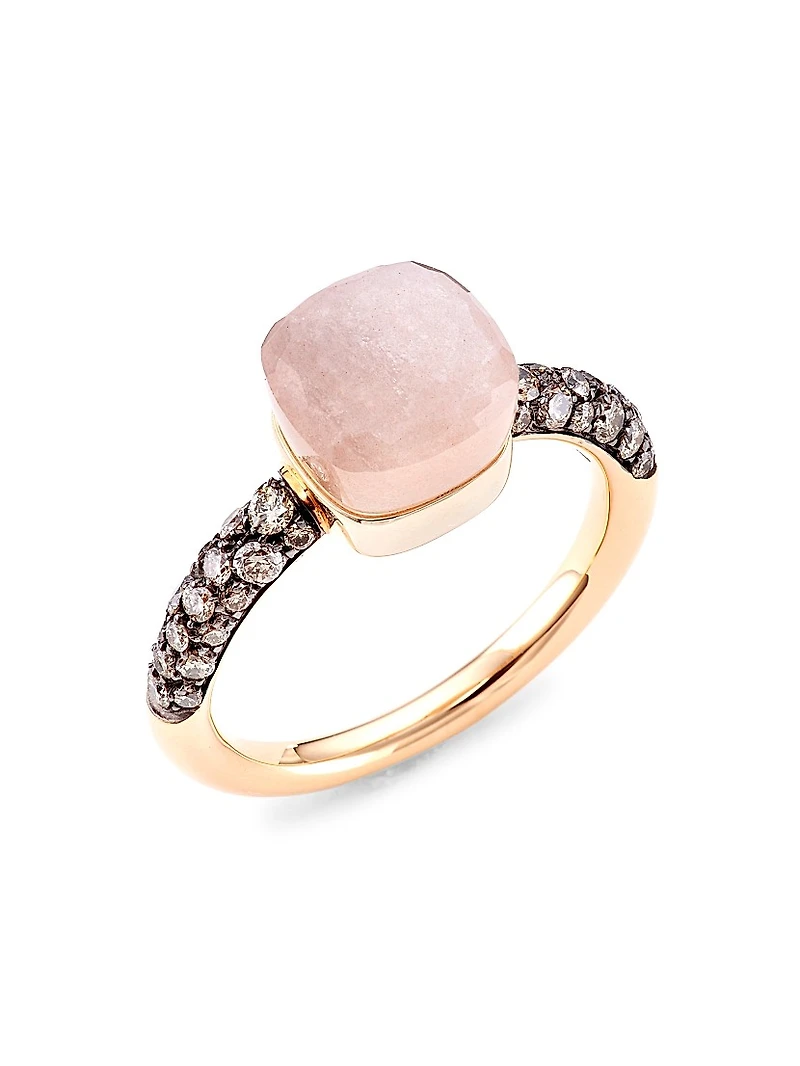 Nudo Petit Two-Tone 18K Gold, Moonstone & Diamond Ring