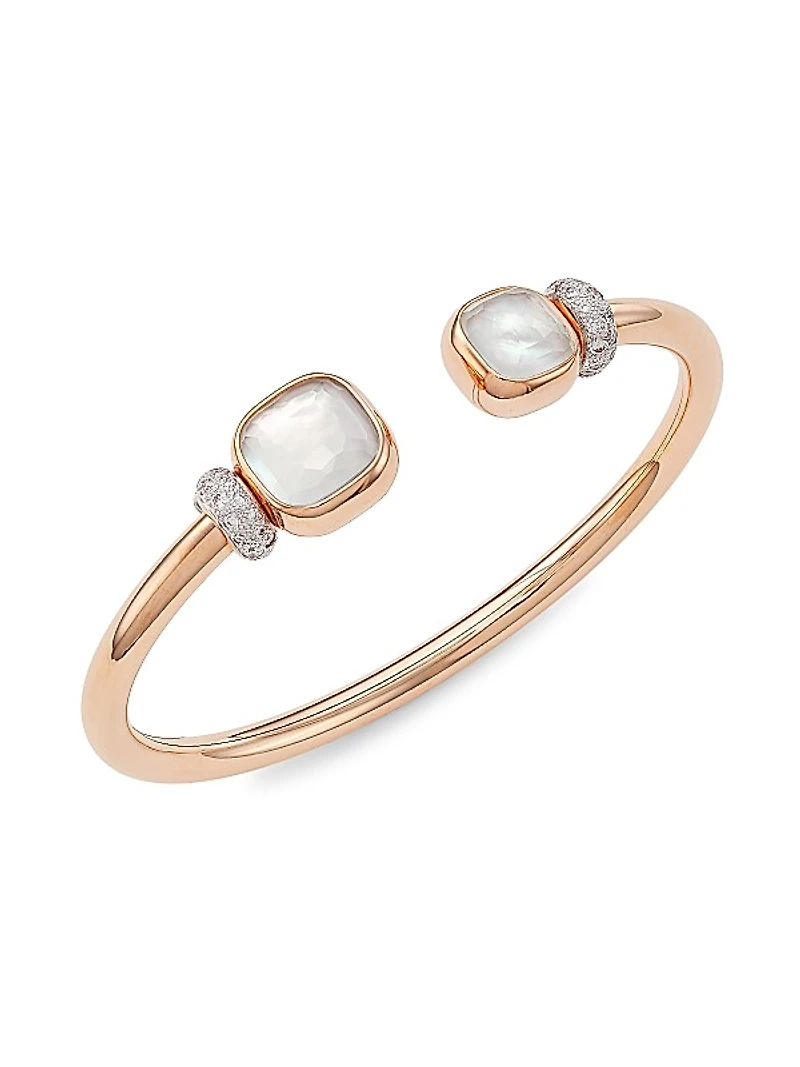 Nudo 18K Rose Gold, White Topaz & Mother-Of-Pearl Cuff