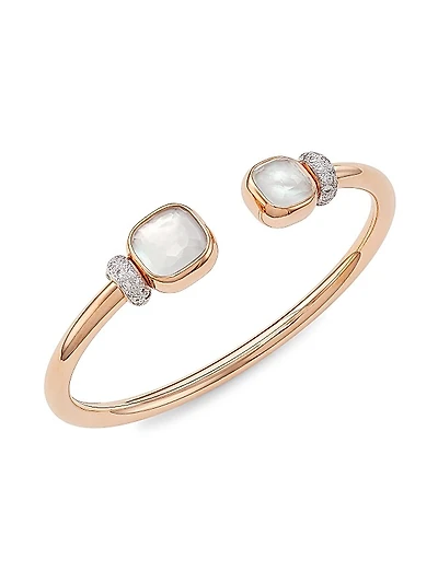 Nudo 18K Rose Gold, White Topaz & Mother-Of-Pearl Cuff