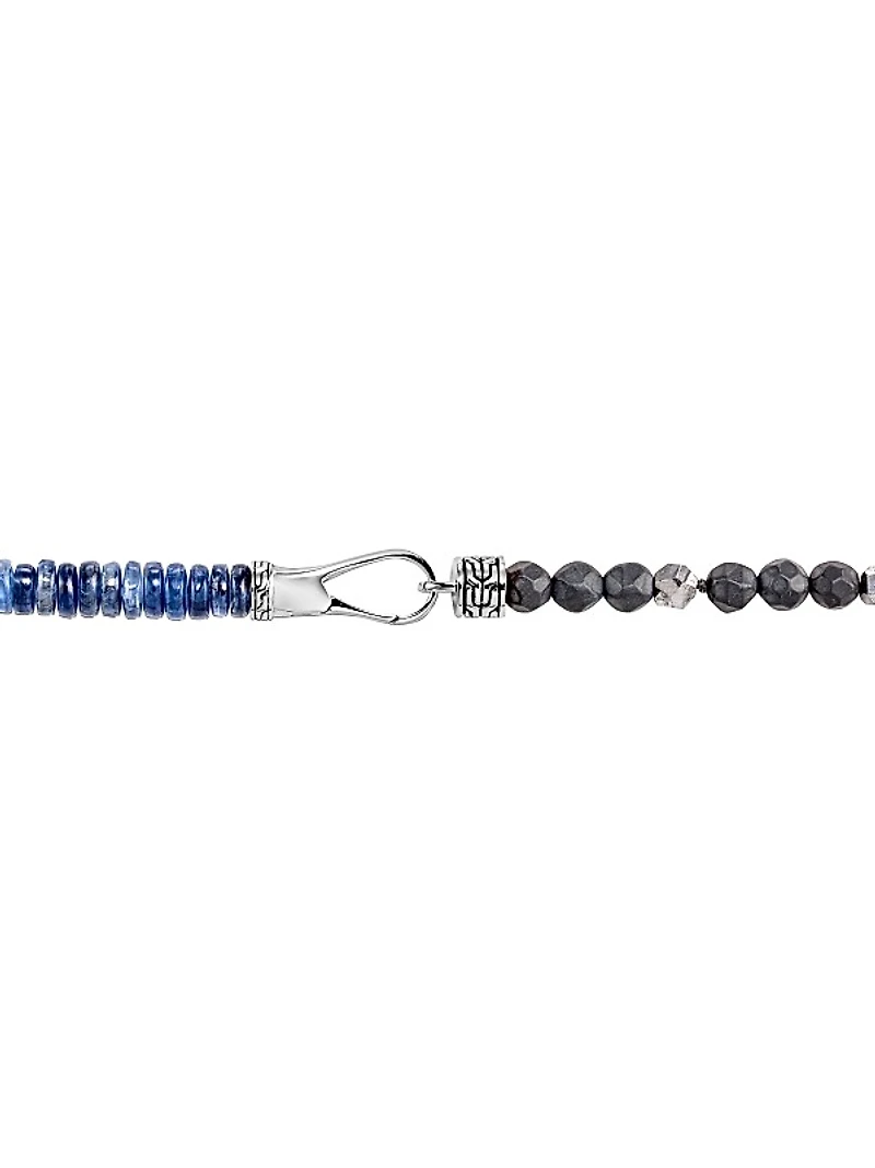 Chain Collection Multi-Stone, Sterling Silver & Leather Wrap Bracelet
