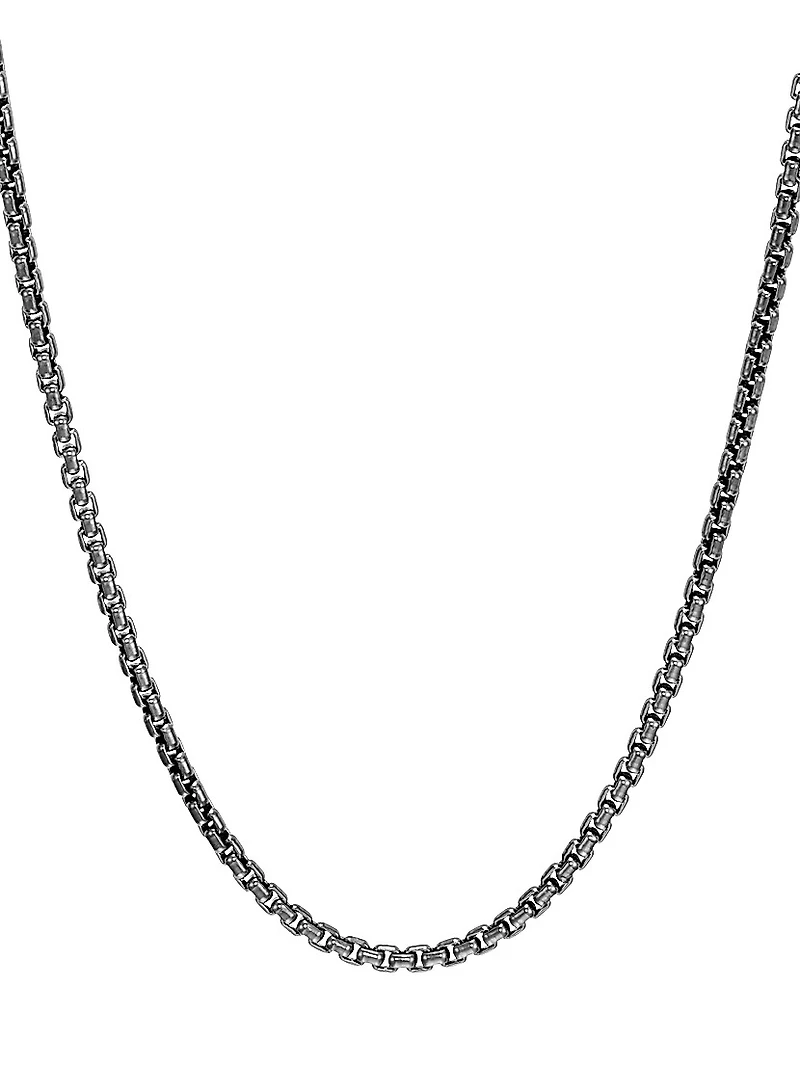 Chain Collection Classic Blackened Silver Box Chain Necklace