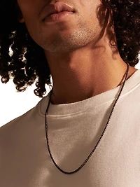 Chain Collection Classic Blackened Silver Box Chain Necklace