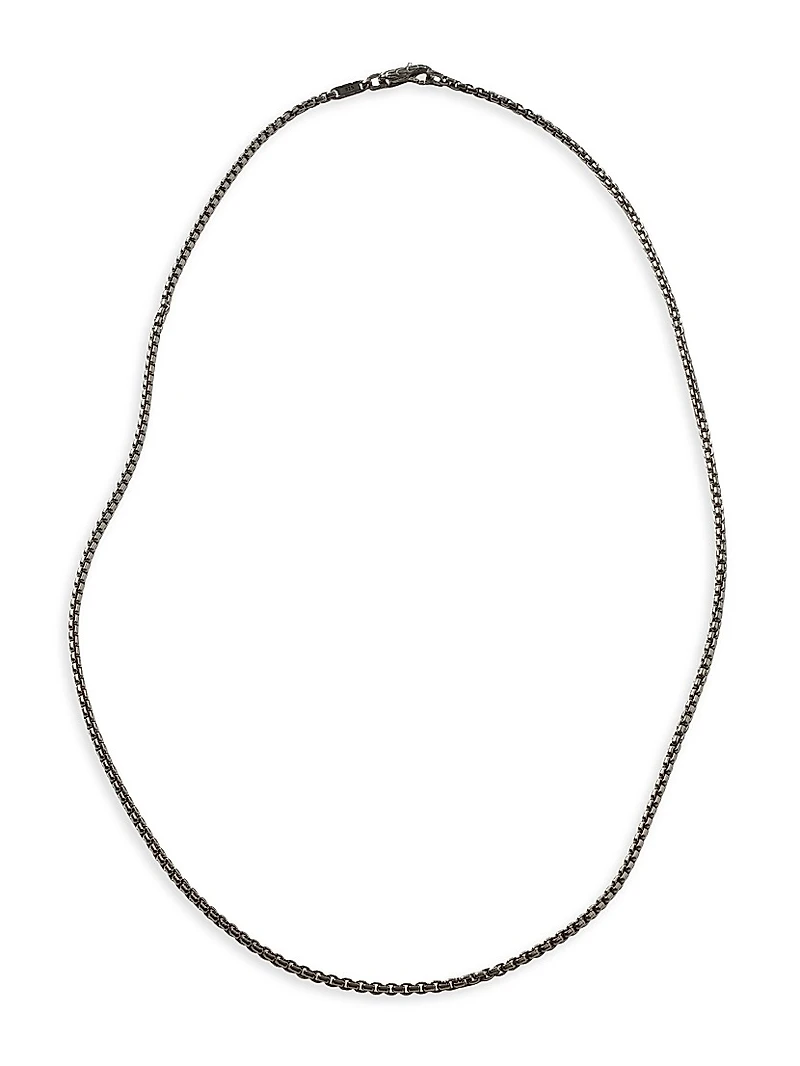 Chain Collection Classic Blackened Silver Box Chain Necklace