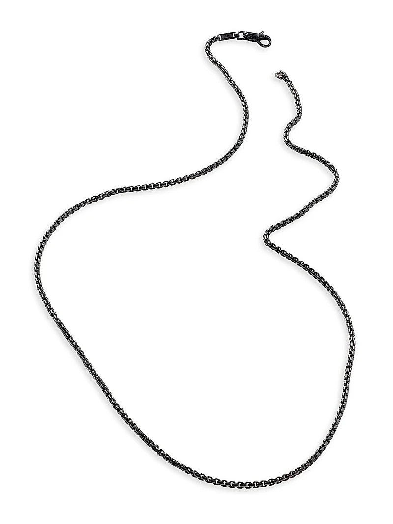 Chain Collection Classic Blackened Silver Box Chain Necklace