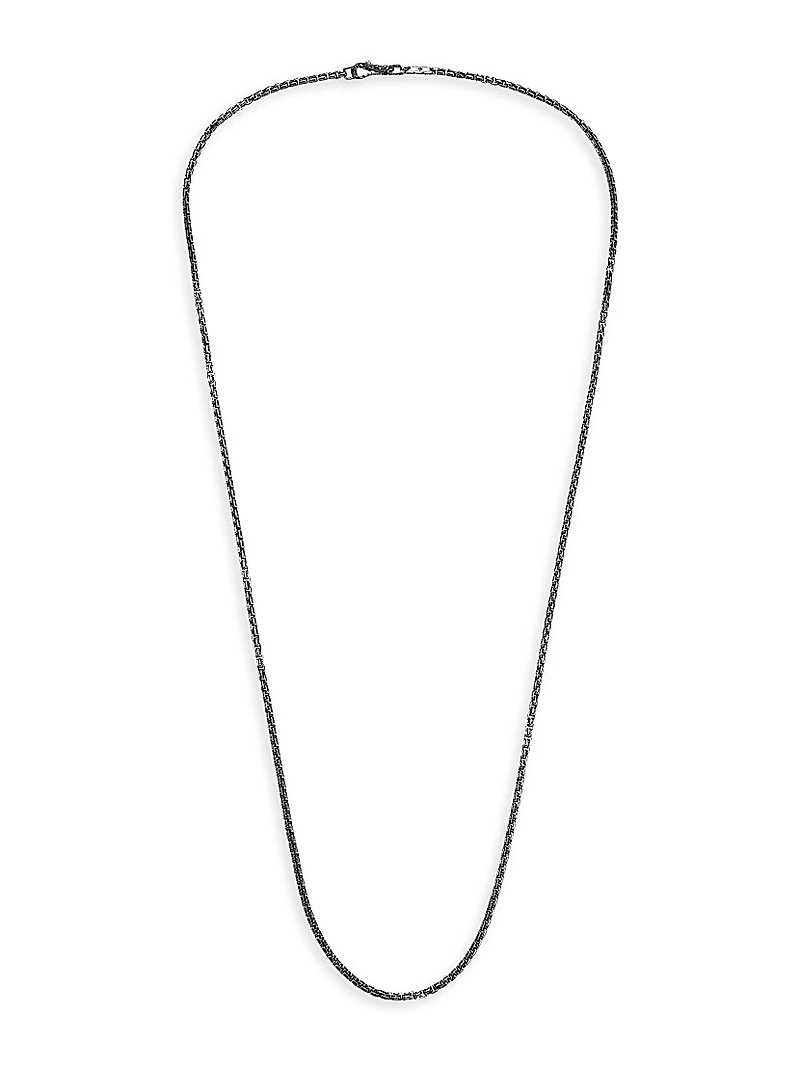 Chain Collection Classic Blackened Silver Box Chain Necklace