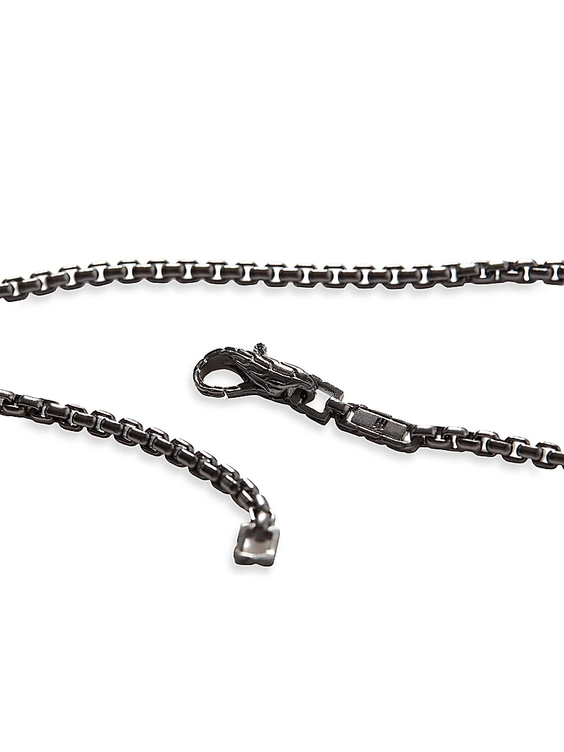 Chain Collection Classic Blackened Silver Box Chain Necklace