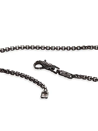Chain Collection Classic Blackened Silver Box Chain Necklace