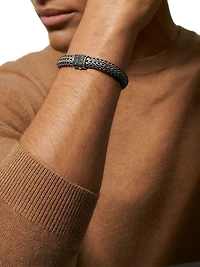 Chain Collection Black Rhodium-Plated Sterling Silver & Sapphire Icon Woven Bracelet