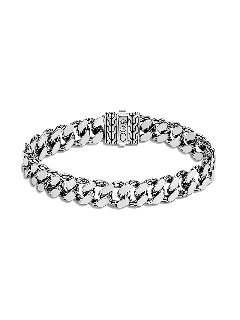 Chain Collection Sterling Silver Engraved Bracelet
