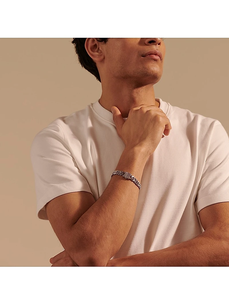 Chain Collection Sterling Silver Engraved Bracelet