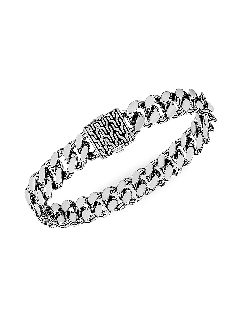 Chain Collection Sterling Silver Engraved Bracelet