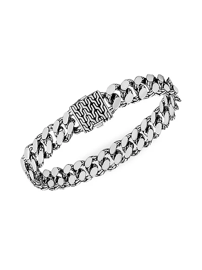 Chain Collection Sterling Silver Engraved Bracelet