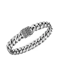Chain Collection Sterling Silver Engraved Bracelet
