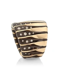 Coucher Du Soleil 18K Rose Gold, Bronze & Diamond Tapered Ring