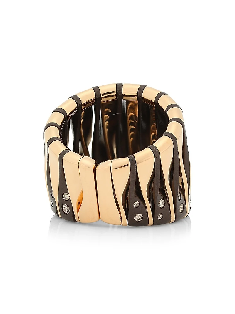 Coucher Du Soleil 18K Rose Gold, Bronze & Diamond Tapered Ring