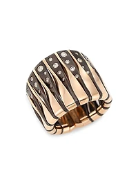 Coucher Du Soleil 18K Rose Gold, Bronze & Diamond Tapered Ring