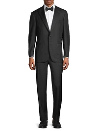 One-Button Peak Lapel Wool Suit