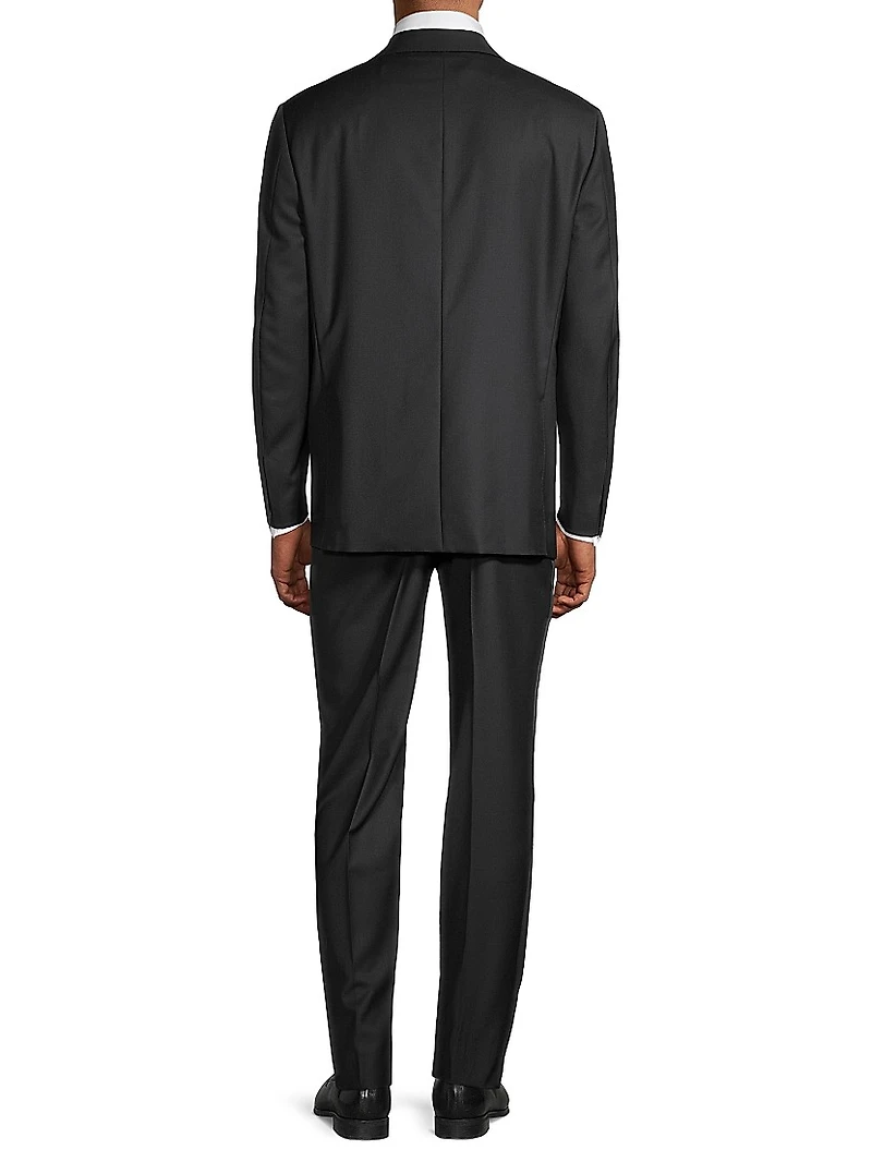 One-Button Peak Lapel Wool Suit