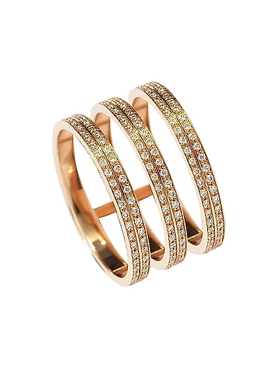 Berbere 18K Rose Gold & 1.48 TCW Triple-Band Ring