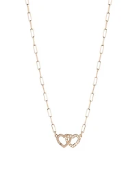 Double Coeurs R9 18K Rose Gold & Diamond Chain Necklace