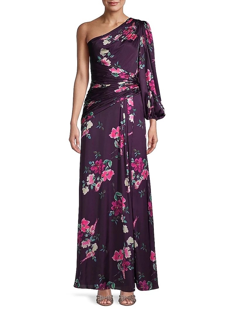 leena Floral One-Shoulder Gown