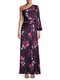 leena Floral One-Shoulder Gown