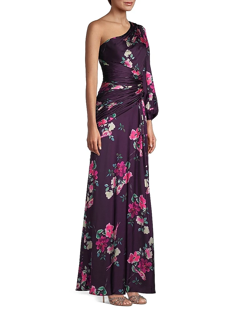leena Floral One-Shoulder Gown