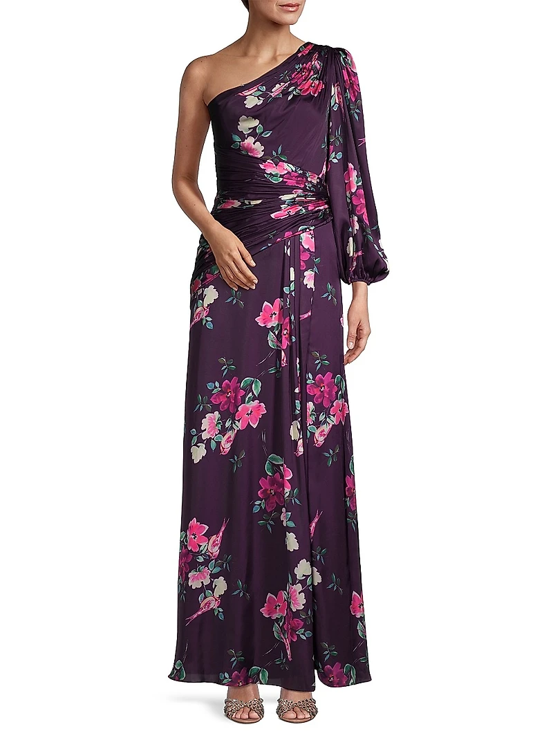 leena Floral One-Shoulder Gown