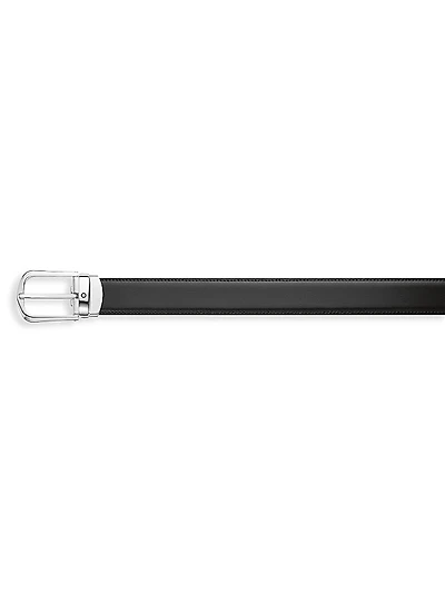 Curved Horseshoe Buckle Cut-to-Size Reversible Leather Belt