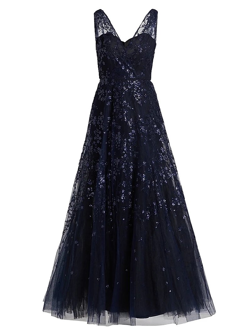 Sequined Tulle Gown